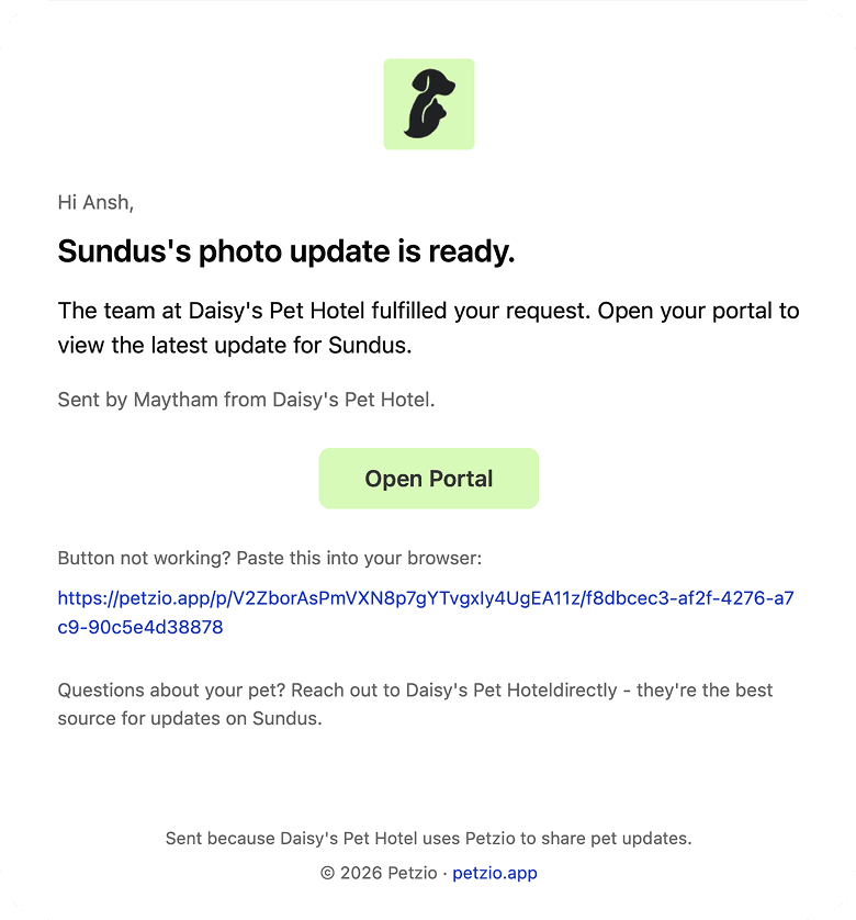 Owner notification for a fulfilled update